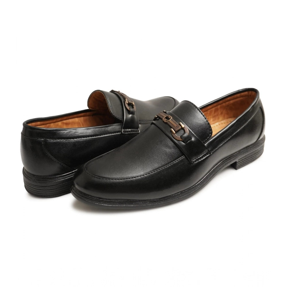 Men's Casual Faux Leather Solid Slip-on Formal Shoes (Black) - Black, Faux Leather • Pattern: Solid, Solid | POPNOVA