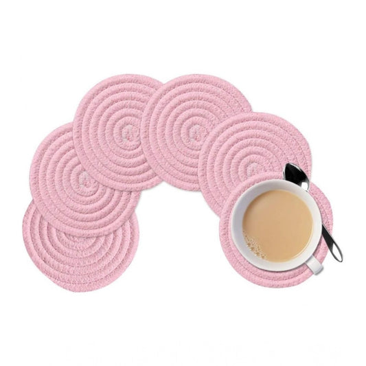 Generic Cotton Rope Drink Coasters 6 Pcs Set (Baby-Pink)