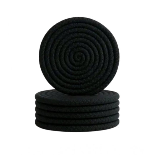 Generic Cotton Rope Drink Coasters 6 Pcs Set (Black)