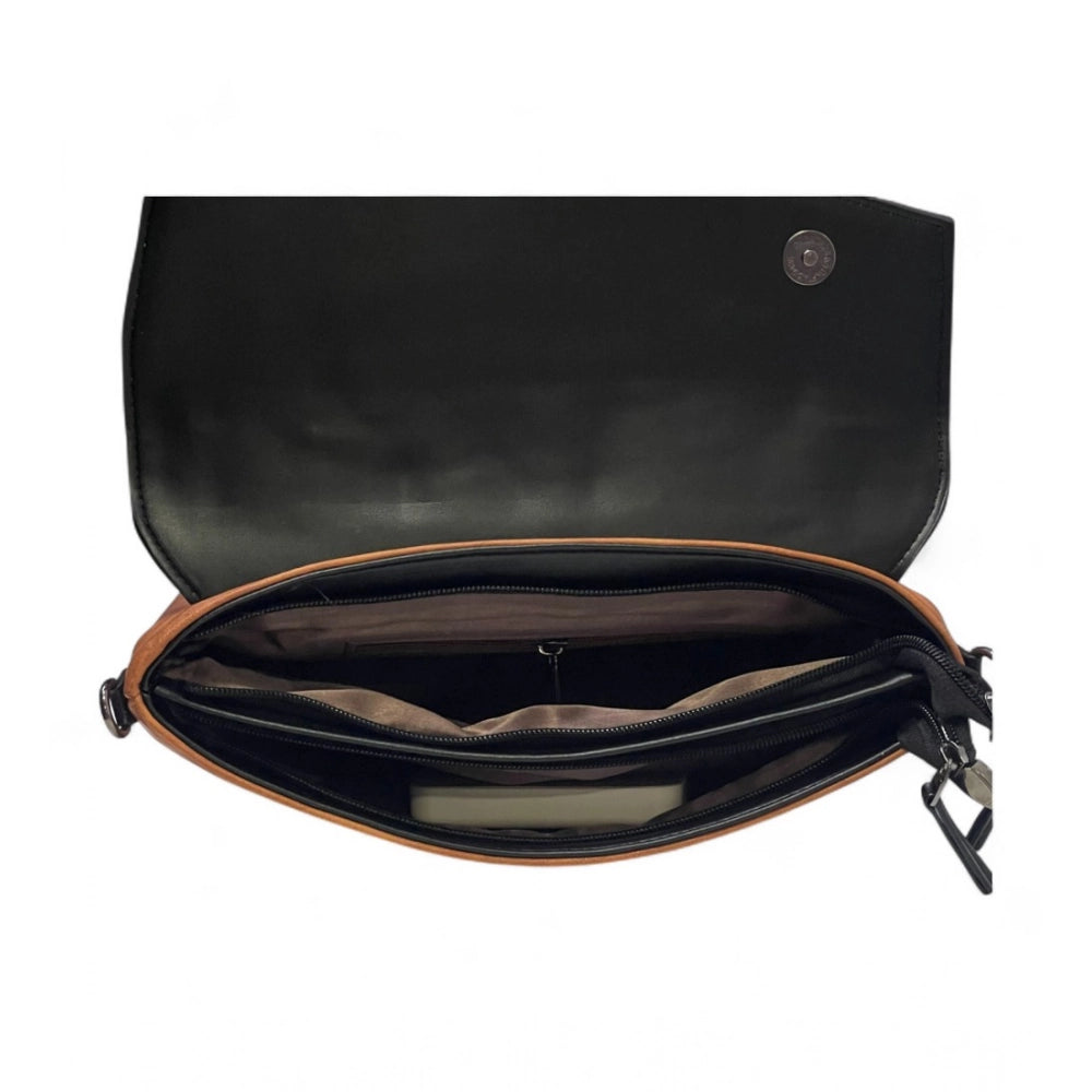 Women's Polyurethane Floral Embroidered Crossbody Sling Bag with Adjustable & Removable Strap (Black) - POPNOVA