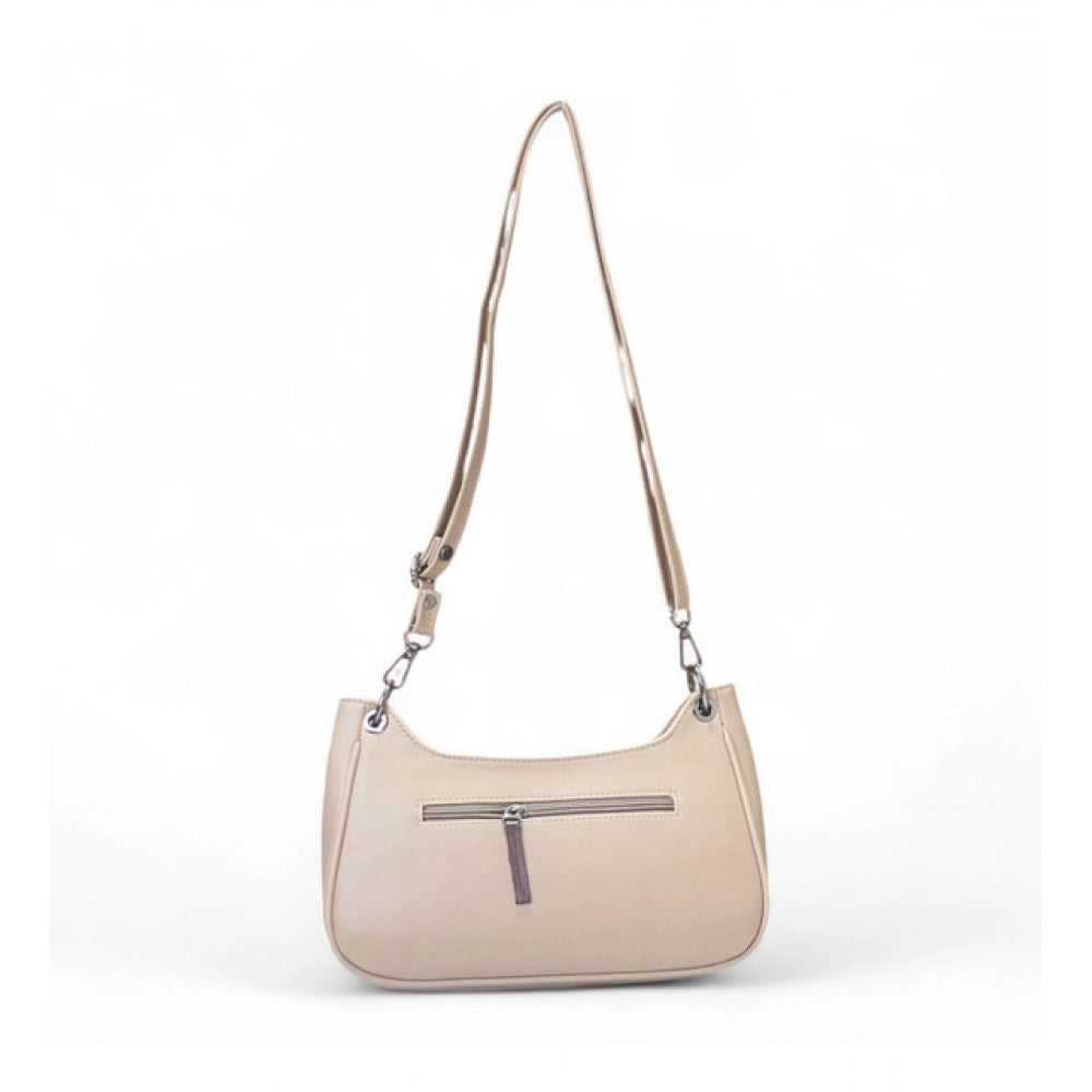 Women's Polyurethane Floral Embroidered Crossbody Sling Bag with Adjustable & Removable Strap (Beige) - POPNOVA