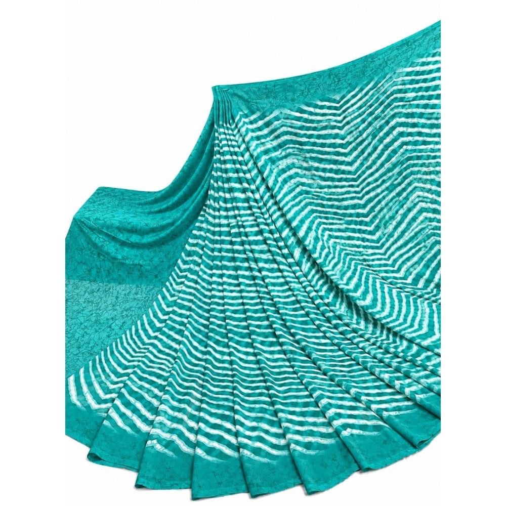 Women's Georgette Printed Saree With Unstitched Blouse 5.5 Mtr (Teal)