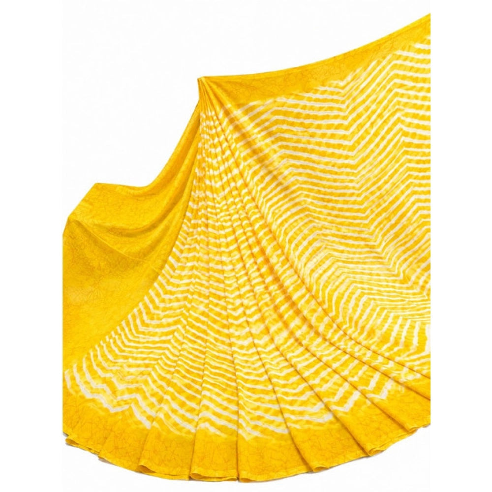 Women's Georgette Printed Saree With Unstitched Blouse 5.5 Mtr (Yellow)