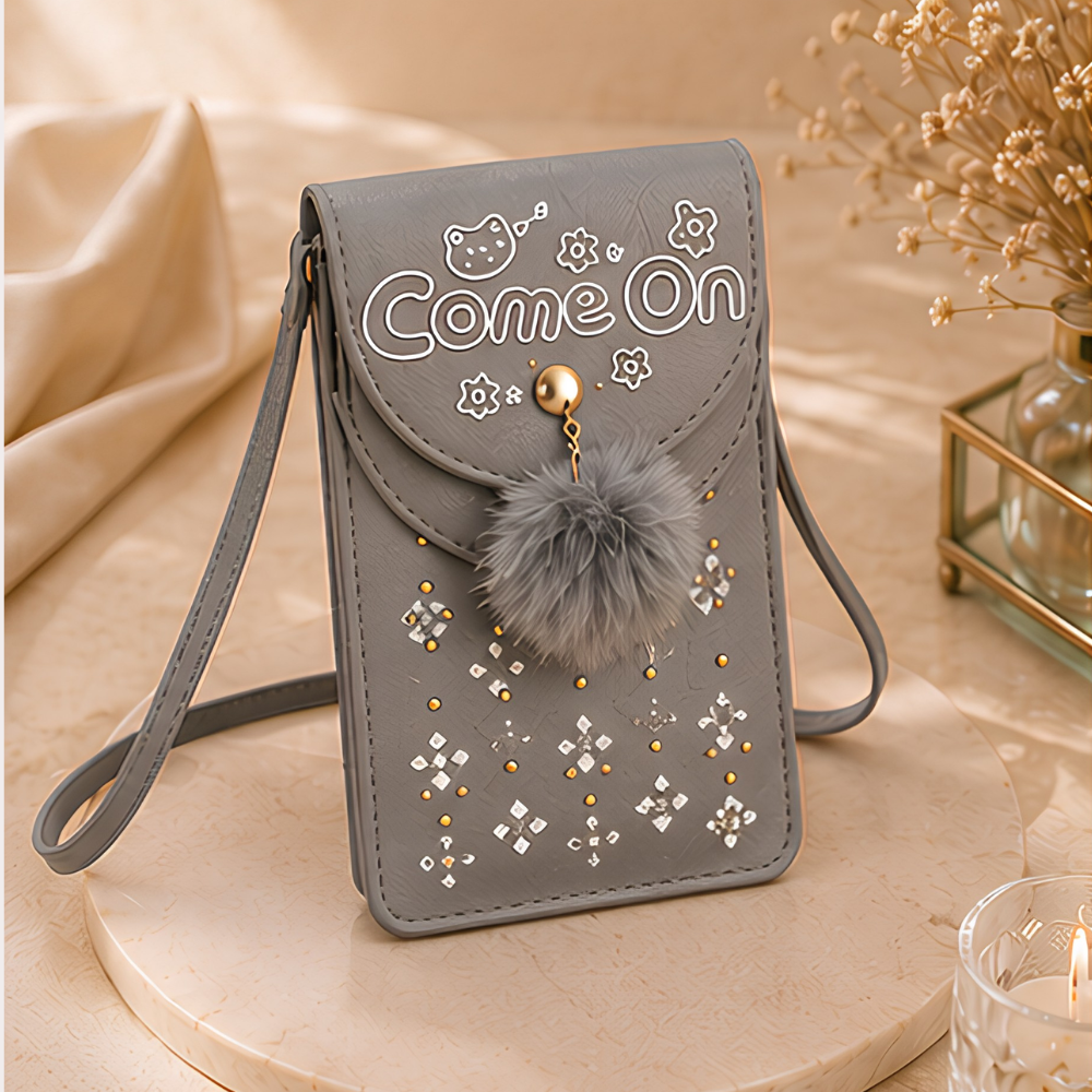Silver Mist Embellished Mobile Sling Bag