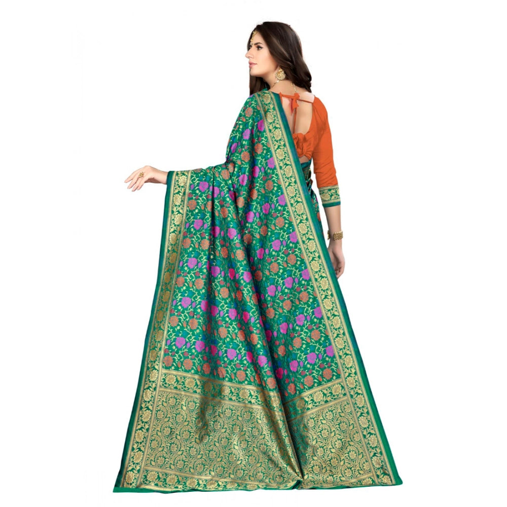 Women's Banarasi Silk Saree With Blouse (Multi, 5-6 Mtr)