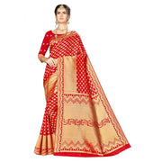 Women's Banarasi Silk Saree With Blouse (Red, 5-6 Mtr)