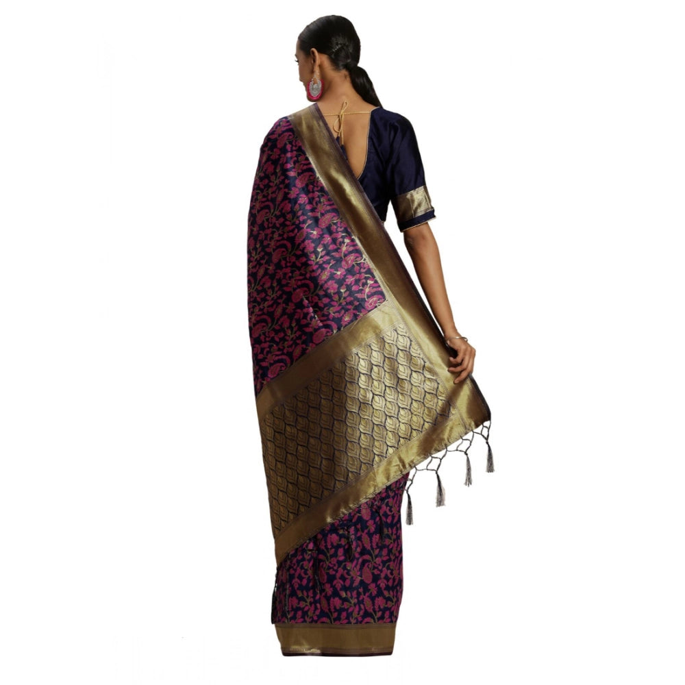 Women's Banarasi Silk Saree With Blouse (Multi, 5-6 Mtr)
