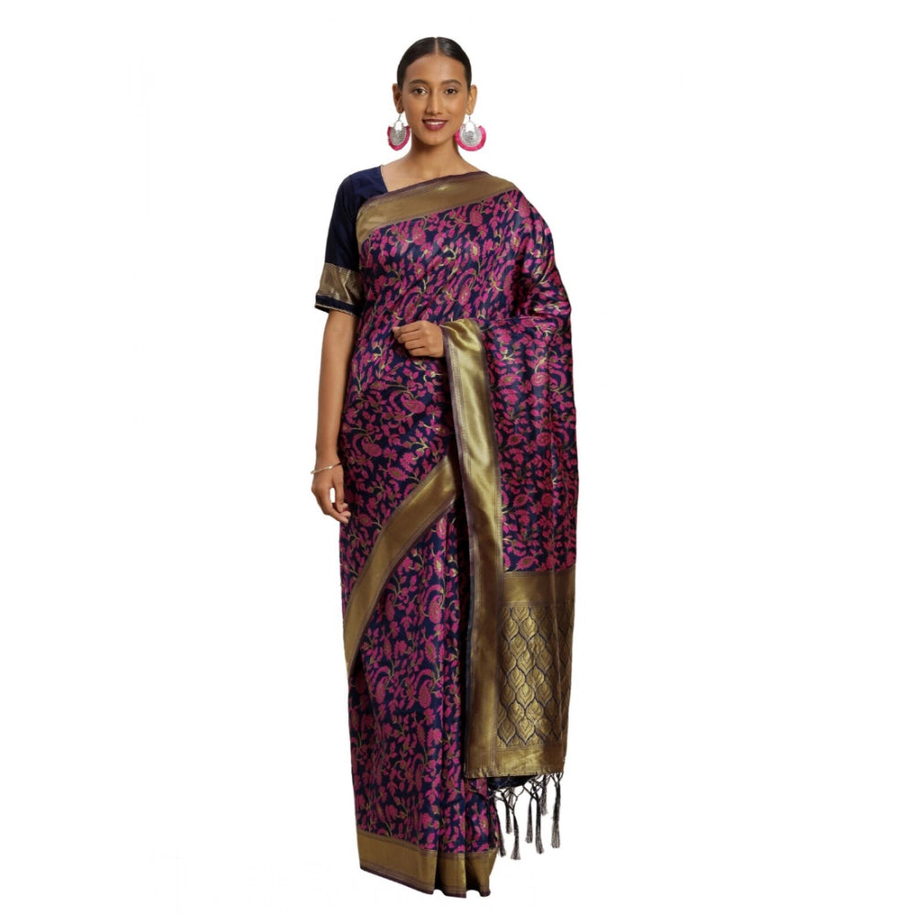 Women's Banarasi Silk Saree With Blouse (Multi, 5-6 Mtr)