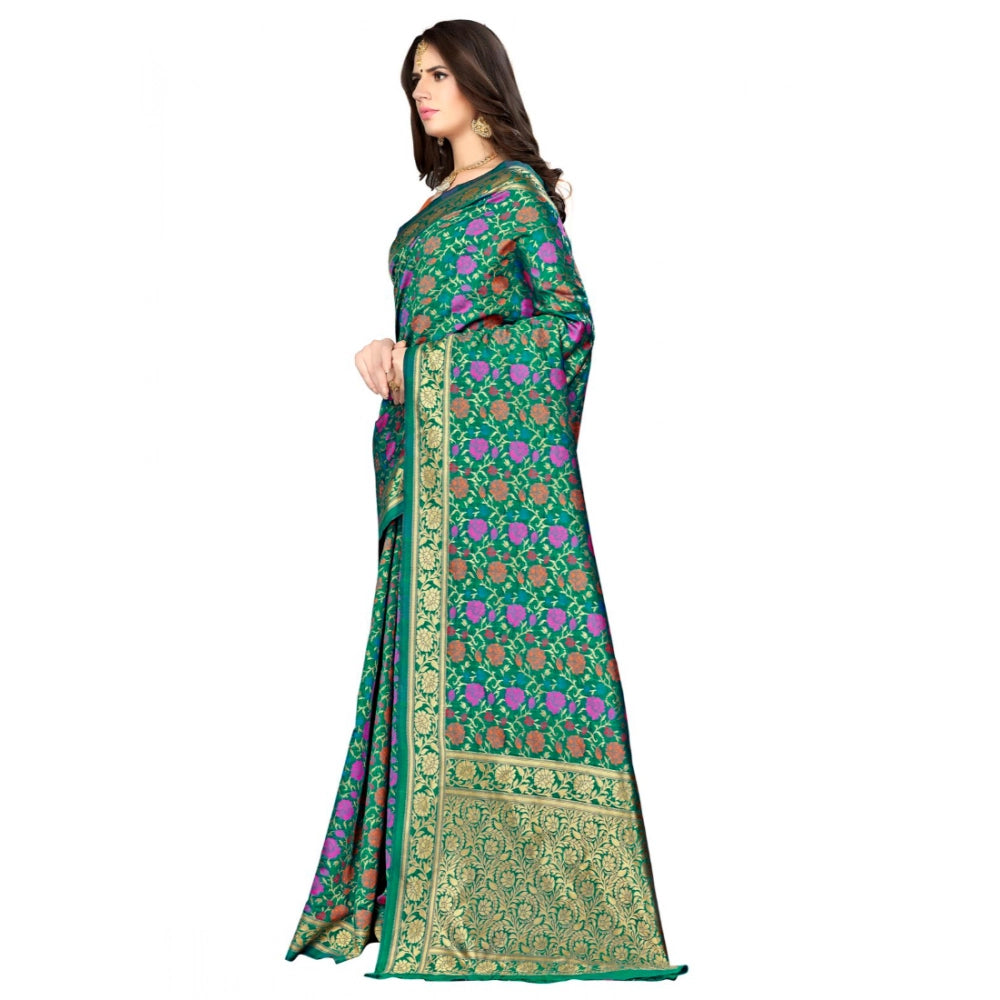 Women's Banarasi Silk Saree With Blouse (Multi, 5-6 Mtr)