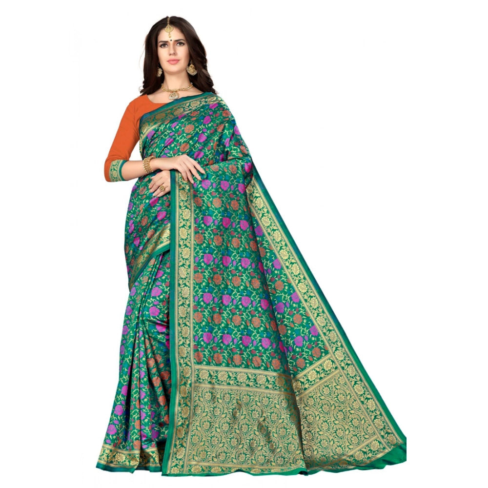 Women's Banarasi Silk Saree With Blouse (Multi, 5-6 Mtr)