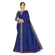 Women's Silk Blend Saree (Navy blue, 5-6mtrs)