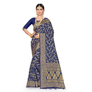 Women's Banarasi Silk Saree (Navy blue, 5-6mtrs)