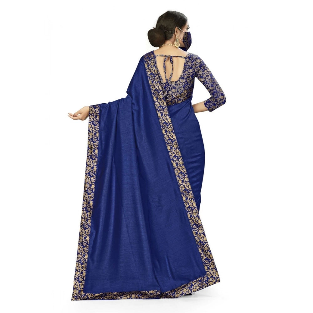 Women's Silk Blend Saree (Navy blue, 5-6mtrs)