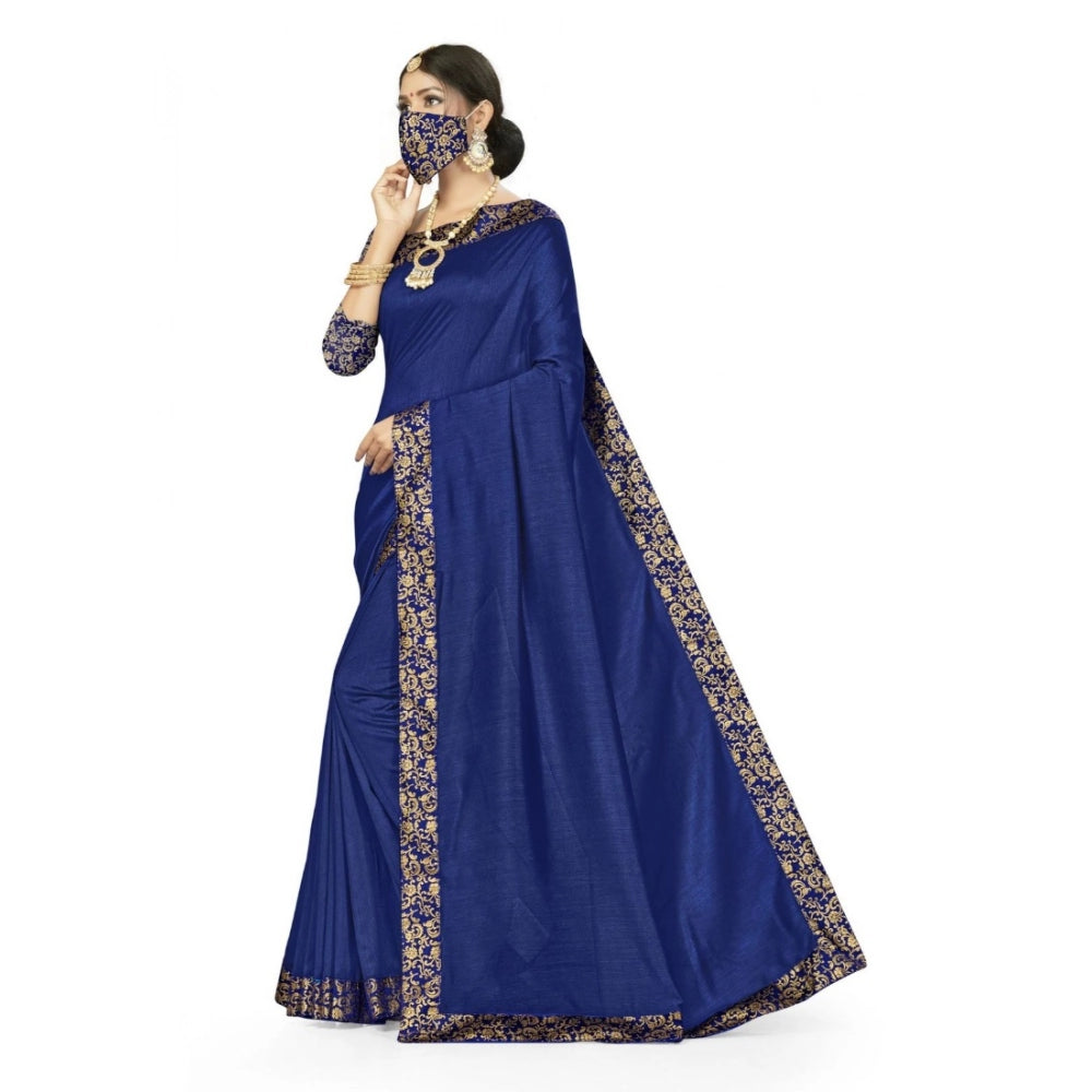 Women's Silk Blend Saree (Navy blue, 5-6mtrs)
