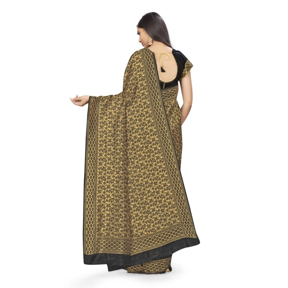 Women's Banarasi Silk Saree (Black,5-6 Mtrs)