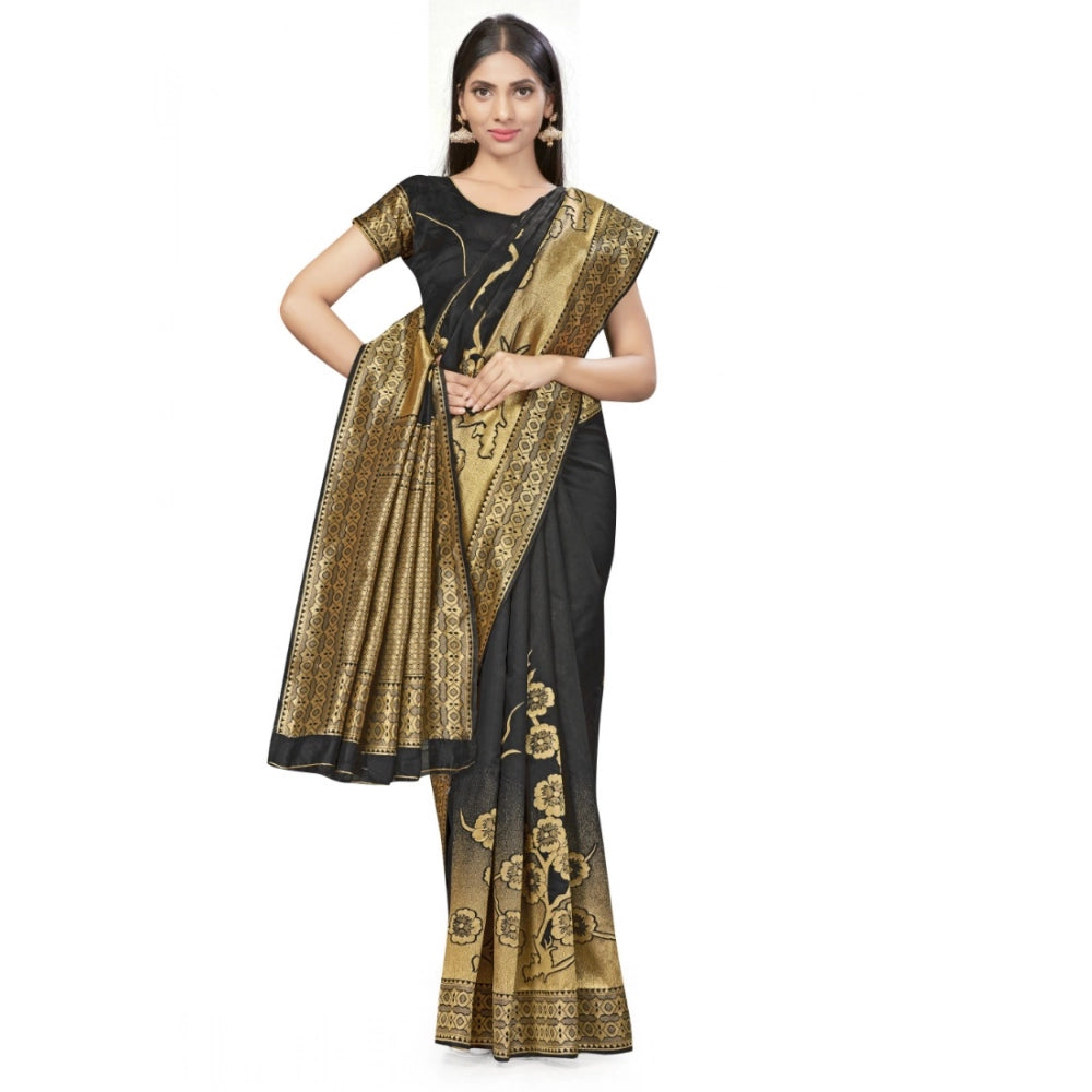 Women's Banarasi Silk Saree (Black,5-6 Mtrs)
