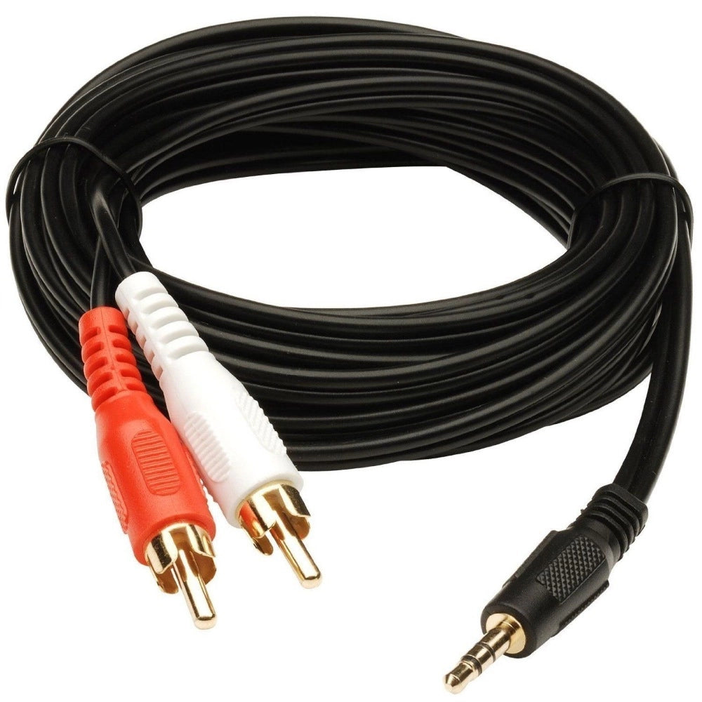 3.5mm Stereo Audio Male to 2RCA Male EP to 2RCA 3 Yards Connects Mobile and Home Theatre (Black) - product image 1
