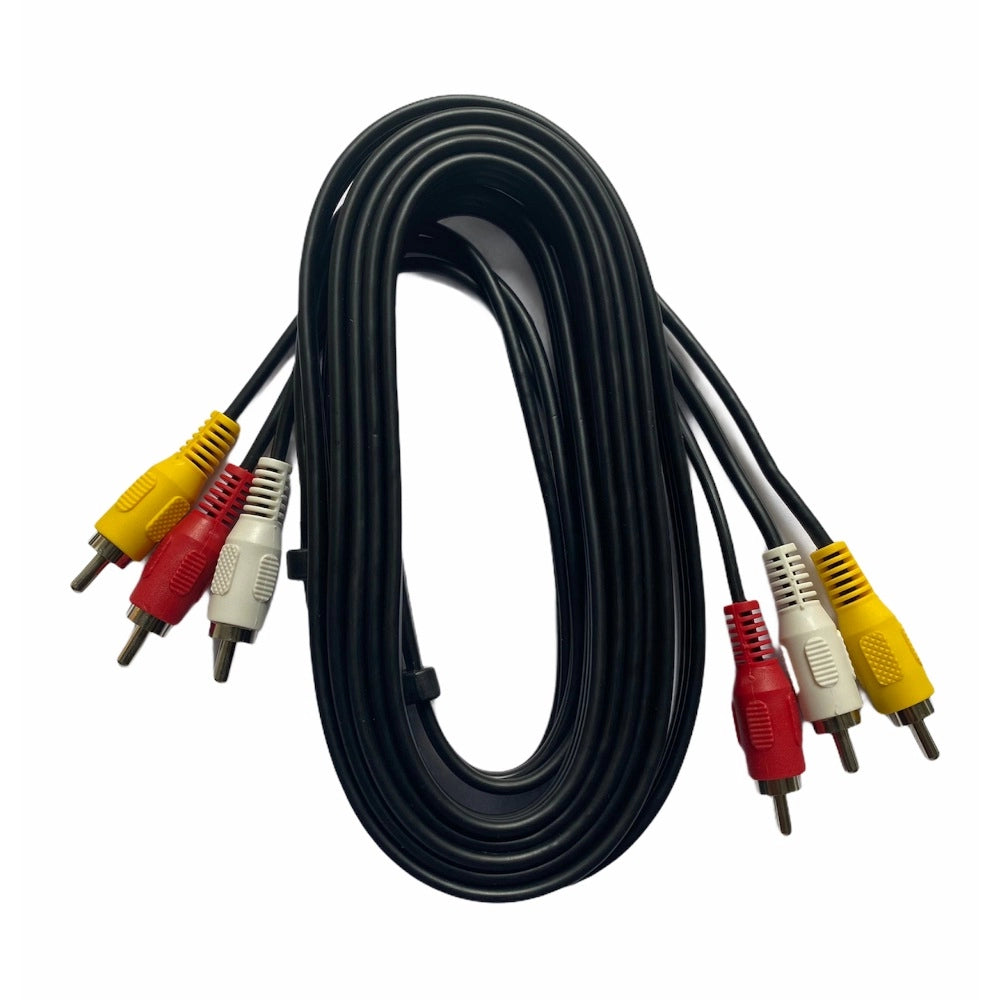 3RCA Male to 3RCA Male Audio Video Cable 3 Yards Compatible for TV, LCD, LED, DTH, DVD, VCR (Black) - product image 1