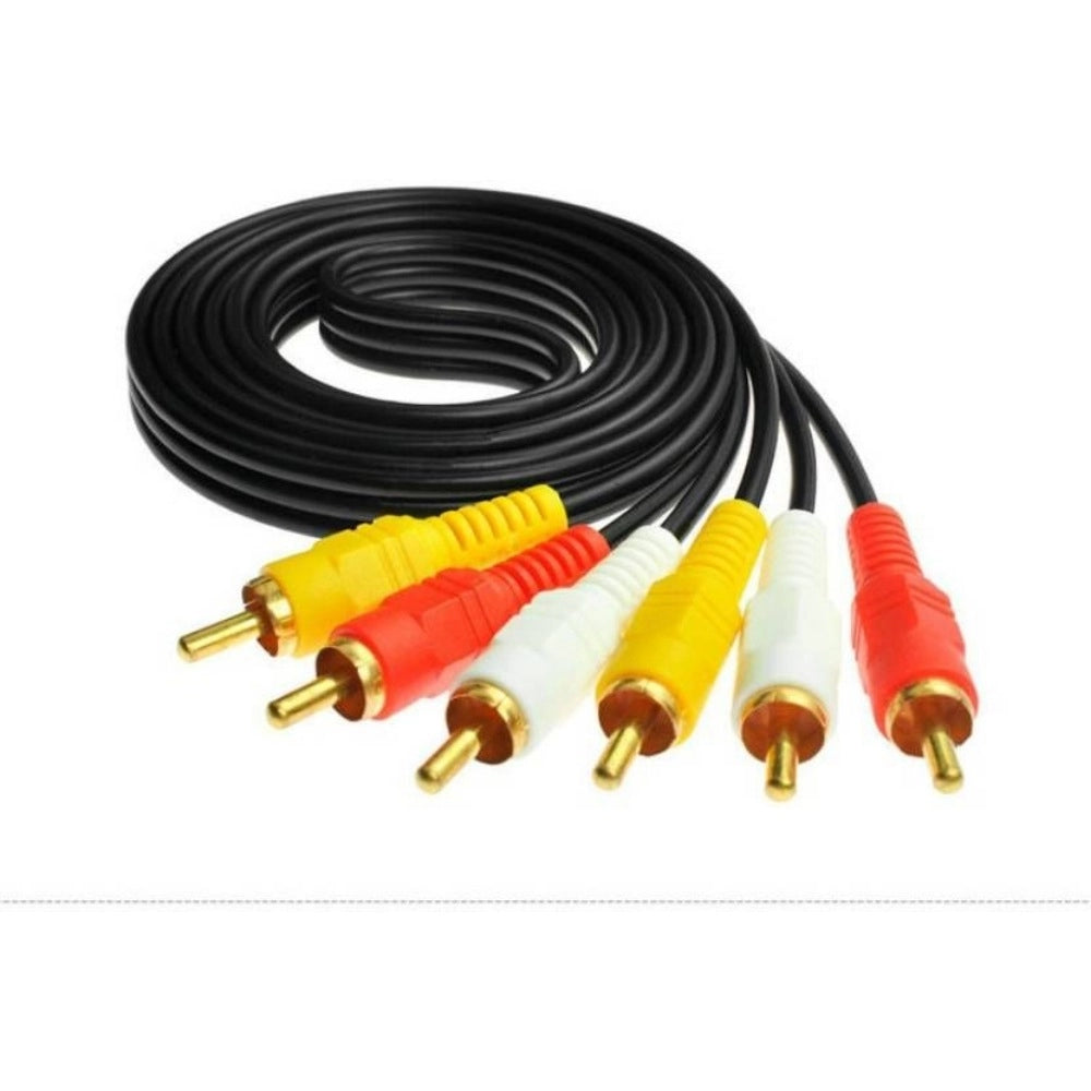 3RCA Male to 3RCA Male Audio Video Cable 1.5 Yards Compatible for TV, LCD, LED, DTH, DVD, VCR (Black) - product image 1