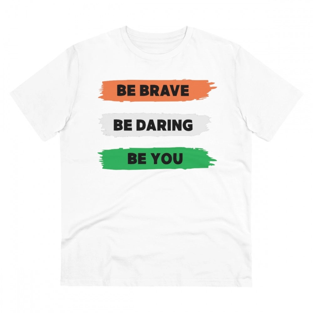Be Brave Be You Printed T-Shirt for Men - White, Round Neck, Half Sleeve - POPNOVA - photo 1