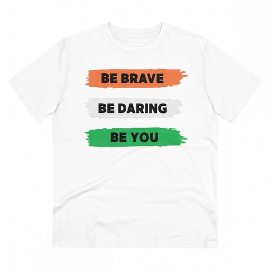 Be Brave Be You Printed T-Shirt for Men - White, Round Neck, Half Sleeve - POPNOVA - photo 1
