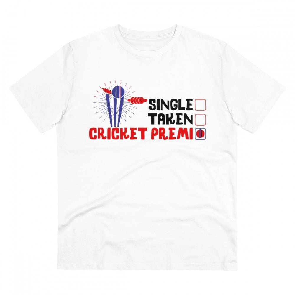 Cricket Design Printed T-Shirt for Men (Style 4) - White, Round Neck, Half Sleeve - POPNOVA - photo 1
