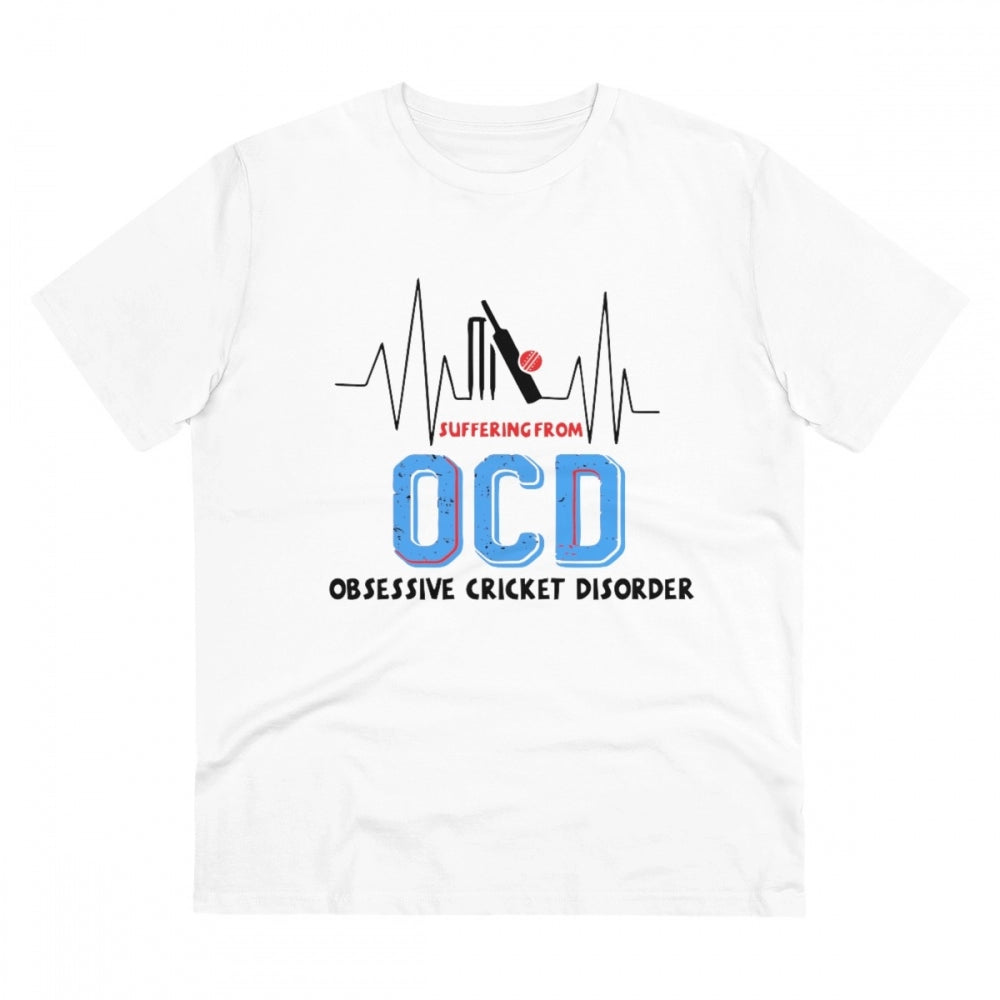 Cricket Design Printed T-Shirt for Men (Style 12) - White, Round Neck, Half Sleeve - POPNOVA - photo 1