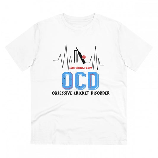 Cricket Design Printed T-Shirt for Men (Style 12) - White, Round Neck, Half Sleeve - POPNOVA - photo 1