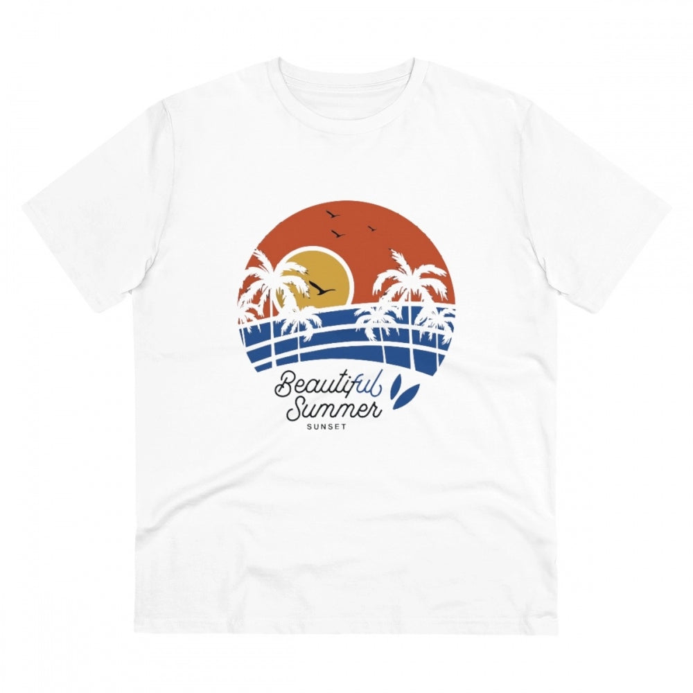 Beautiful Summer Printed T-Shirt for Men - White, Round Neck, Half Sleeve - POPNOVA - photo 1