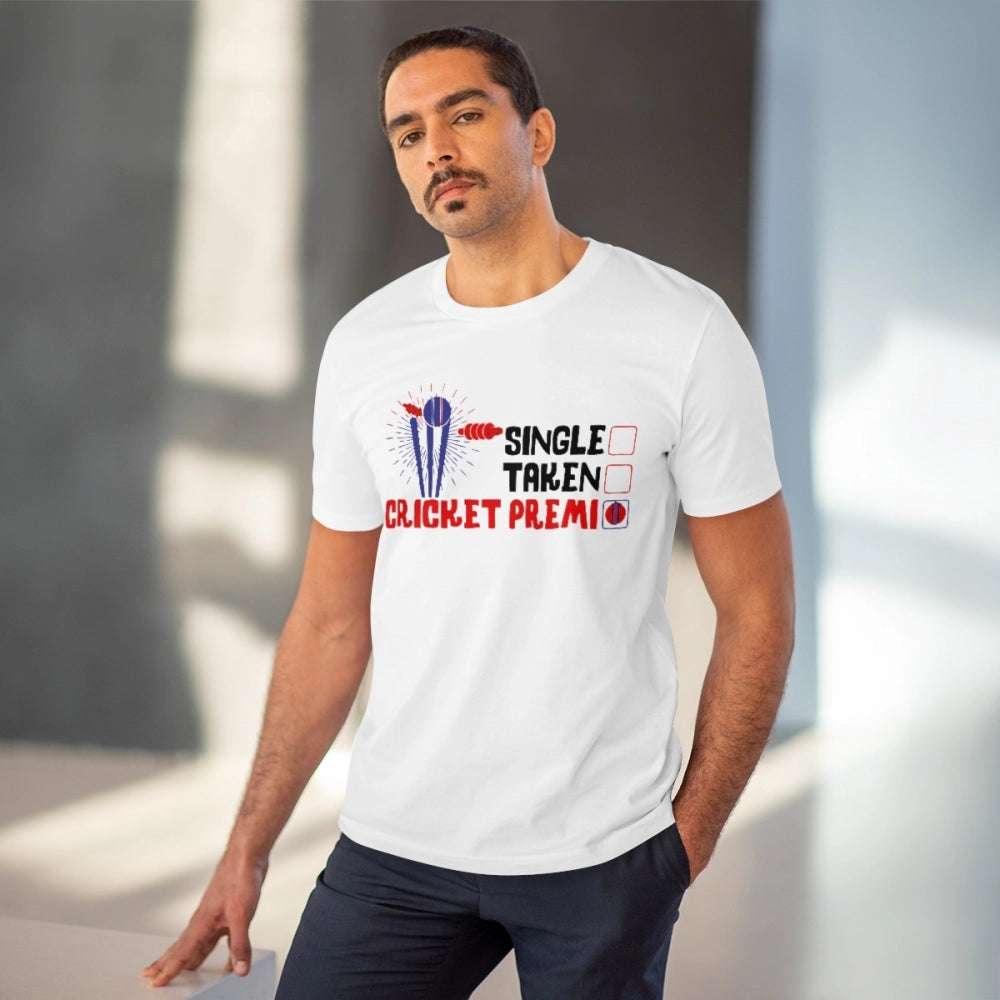 Cricket Design Printed T-Shirt for Men (Style 4) - White, Round Neck, Half Sleeve - POPNOVA - photo 2