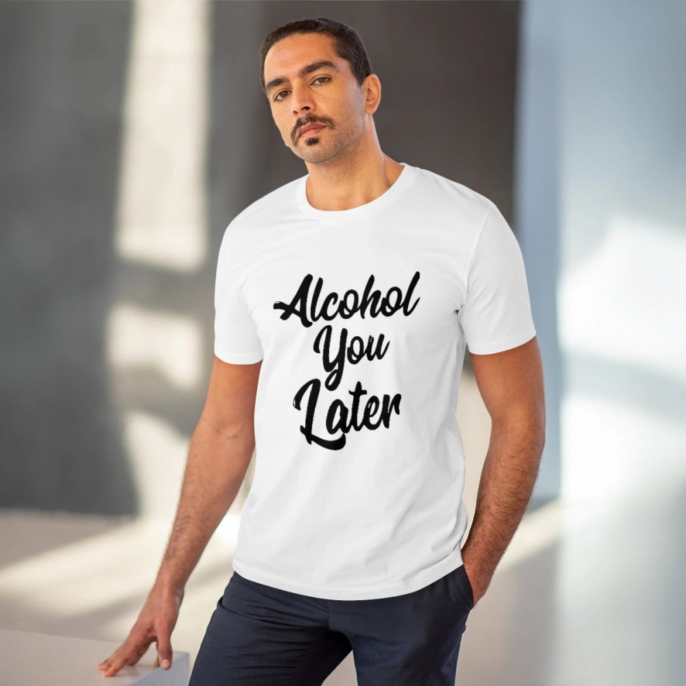 Alcohol You Later Printed T-Shirt for Men - White, Round Neck, Half Sleeve - POPNOVA - photo 2