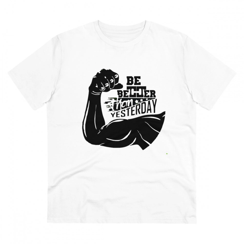 Be Better Than Yesterday Printed T-Shirt for Men - White, Round Neck, Half Sleeve - POPNOVA - photo 1