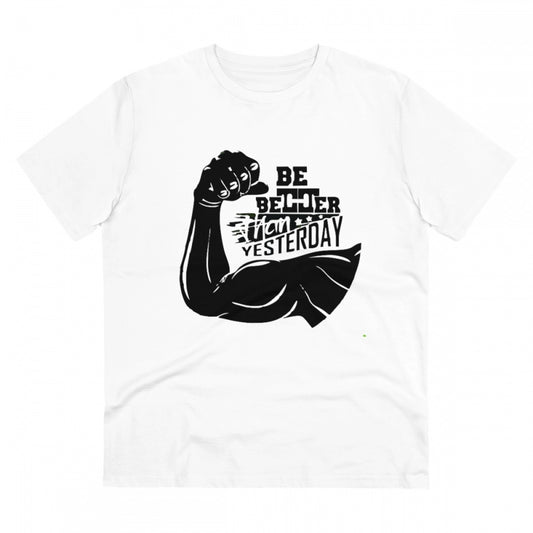 Be Better Than Yesterday Printed T-Shirt for Men - White, Round Neck, Half Sleeve - POPNOVA - photo 1