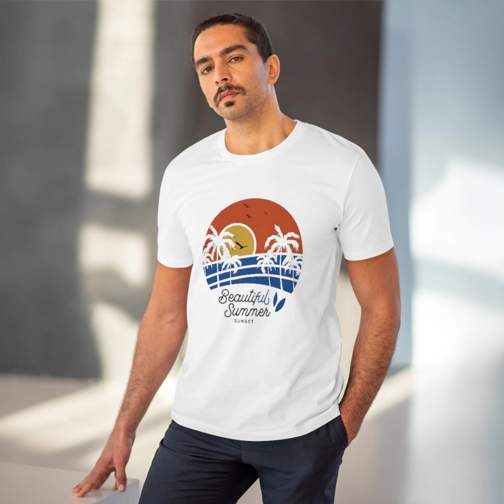 Beautiful Summer Printed T-Shirt for Men - White, Round Neck, Half Sleeve - POPNOVA - photo 2