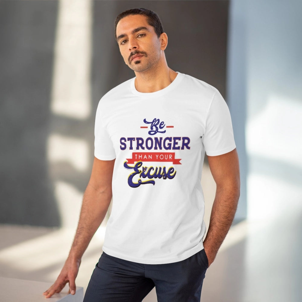 Be Stronger Than Your Excuse Design Printed T-Shirt for Men (Style 2) - White, Round Neck, Half Sleeve - POPNOVA - photo 2