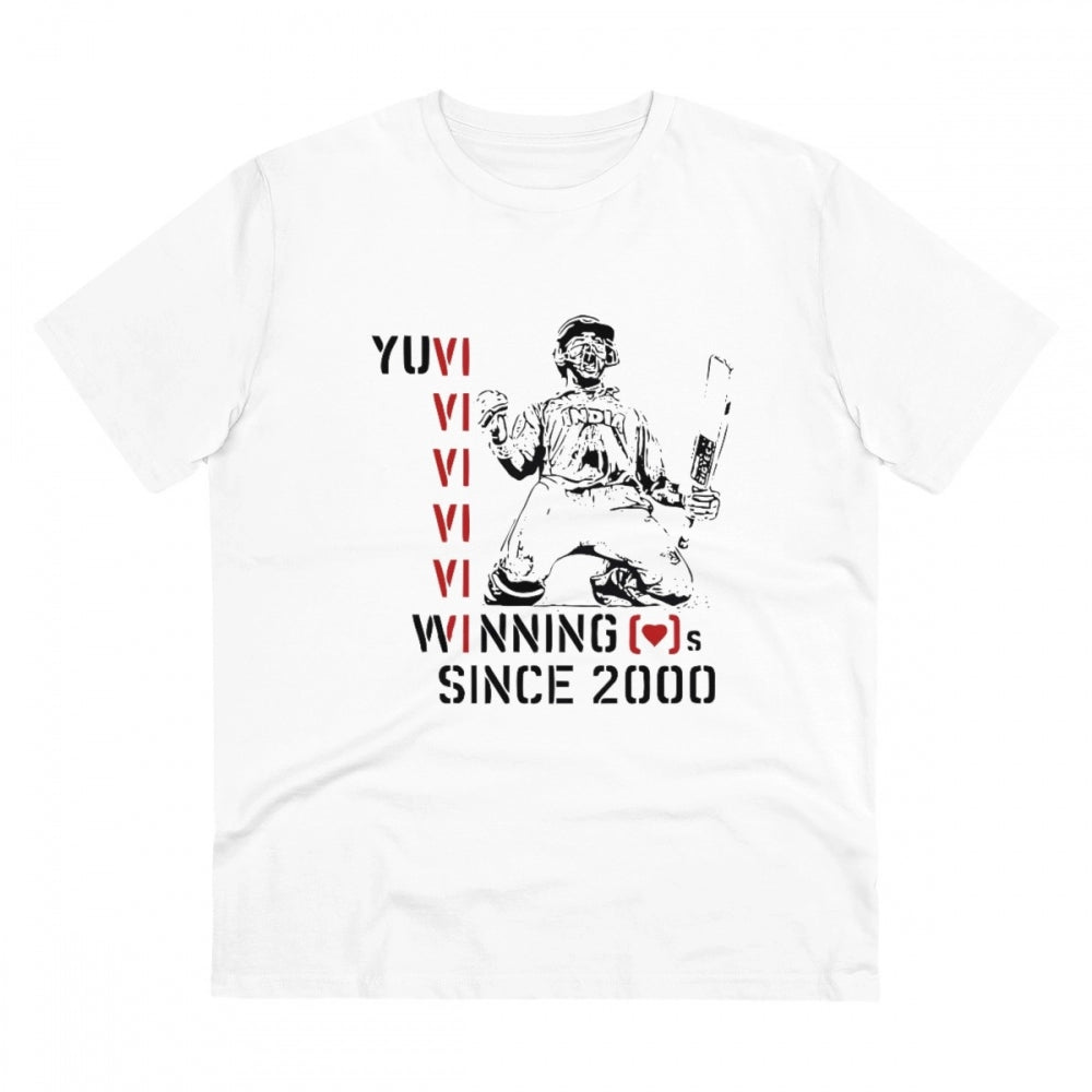 Cricket Design Printed T-Shirt for Men (Style 18) - White, Round Neck, Half Sleeve - POPNOVA - photo 1