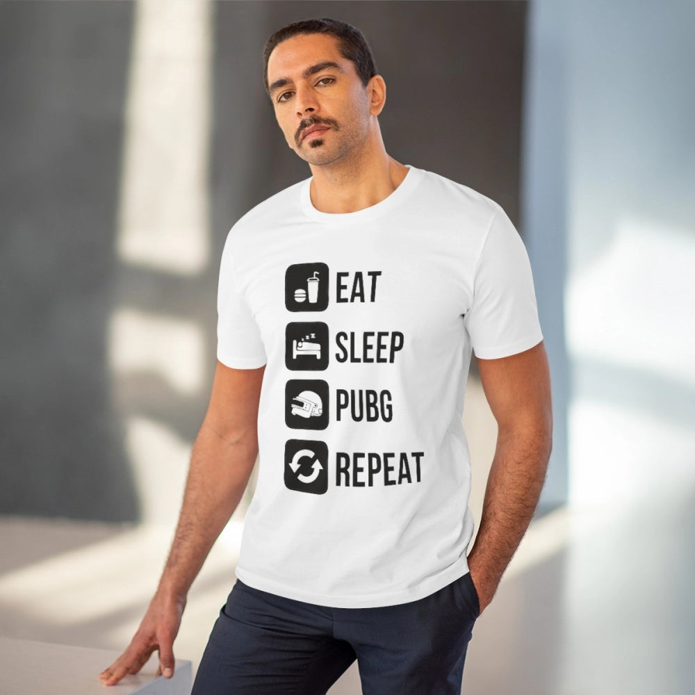 Eat Sleep Pubg Repeat Printed T-Shirt for Men - White, Round Neck, Half Sleeve - POPNOVA - photo 2