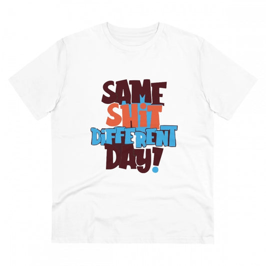 Same Shit Different Day Printed T-Shirt for Men - White, Round Neck, Half Sleeve - POPNOVA - photo 1