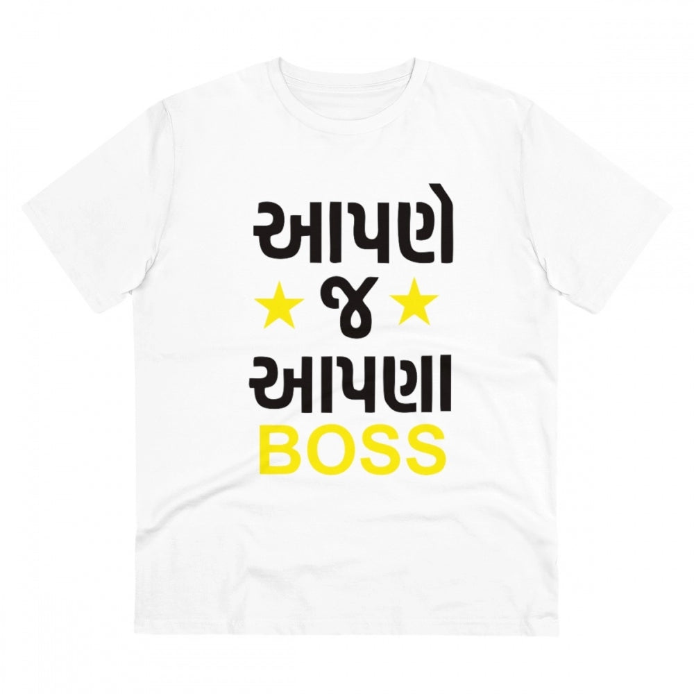 Aapne J Aapna Boss Printed T-Shirt for Men (Style 2) - White, Round Neck, Half Sleeve - POPNOVA - photo 1