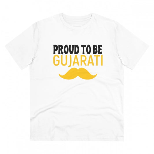 Proud To Be Gujarati Printed T-Shirt for Men - White, Round Neck, Half Sleeve - POPNOVA - photo 1
