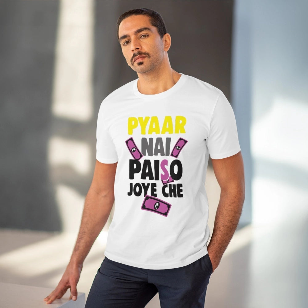 Pyaar Nay Paisa Joy Che Printed T-Shirt for Men - White, Round Neck, Half Sleeve - POPNOVA - photo 2