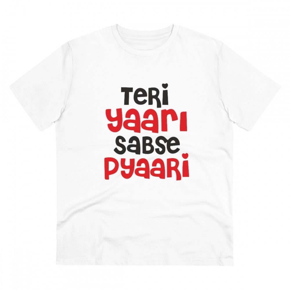 Teri Yaari Sabse Pyaari Printed T-Shirt for Men - White, Round Neck, Half Sleeve - POPNOVA - photo 1
