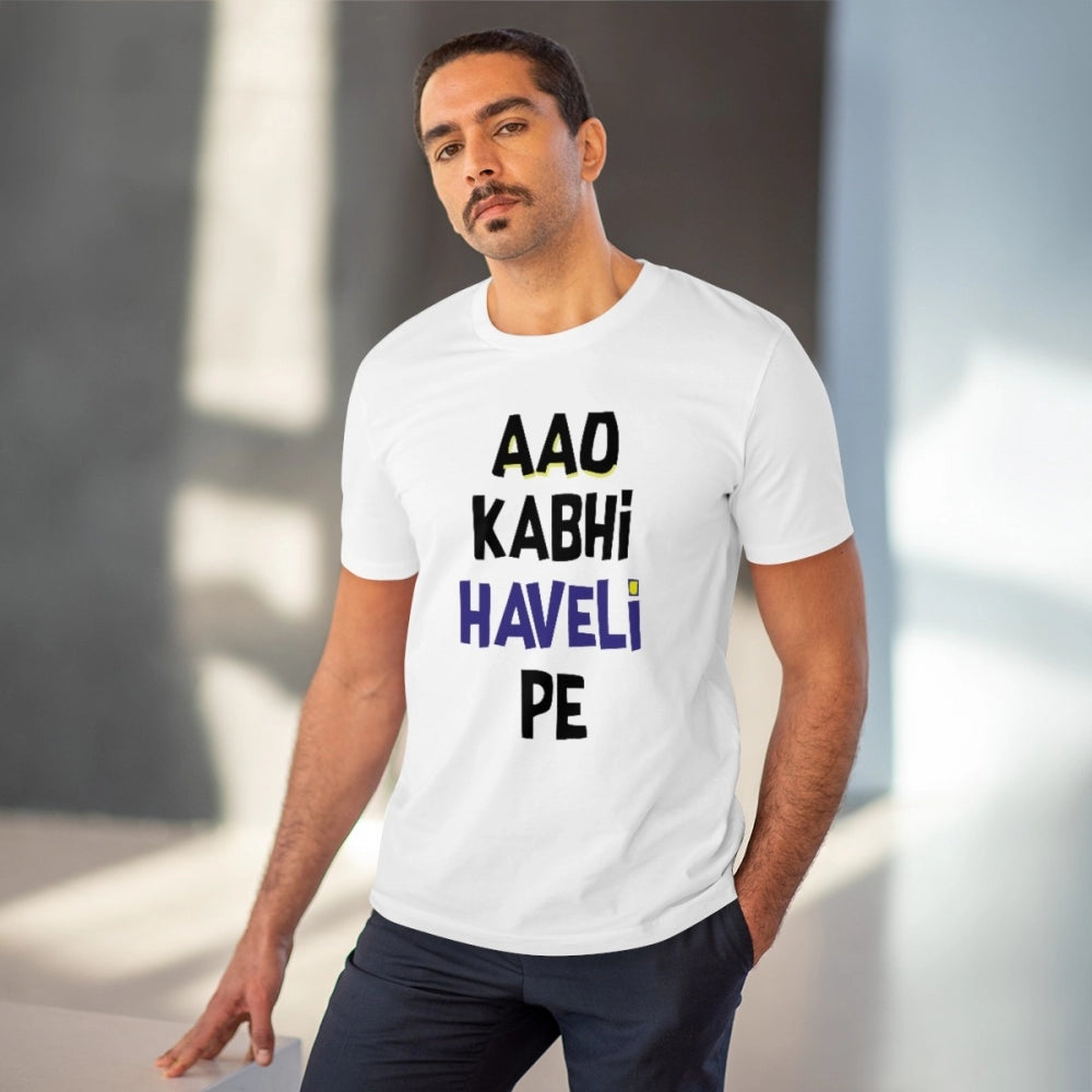 Aao Kabhi Haveli Pe Printed T-Shirt for Men - White, Round Neck, Half Sleeve - POPNOVA - photo 2