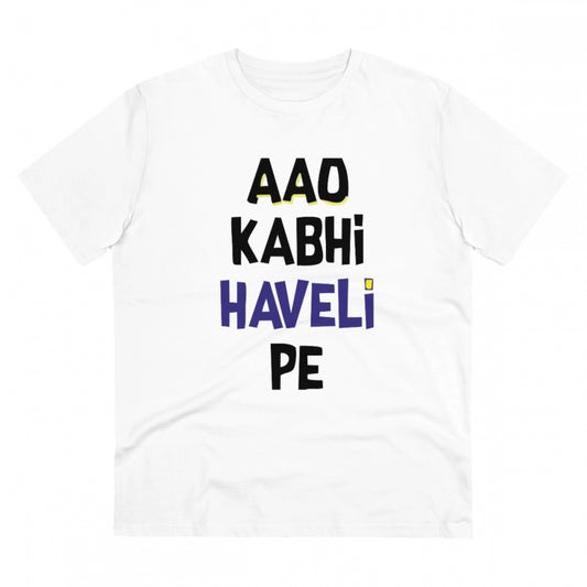 Aao Kabhi Haveli Pe Printed T-Shirt for Men - White, Round Neck, Half Sleeve - POPNOVA - photo 1