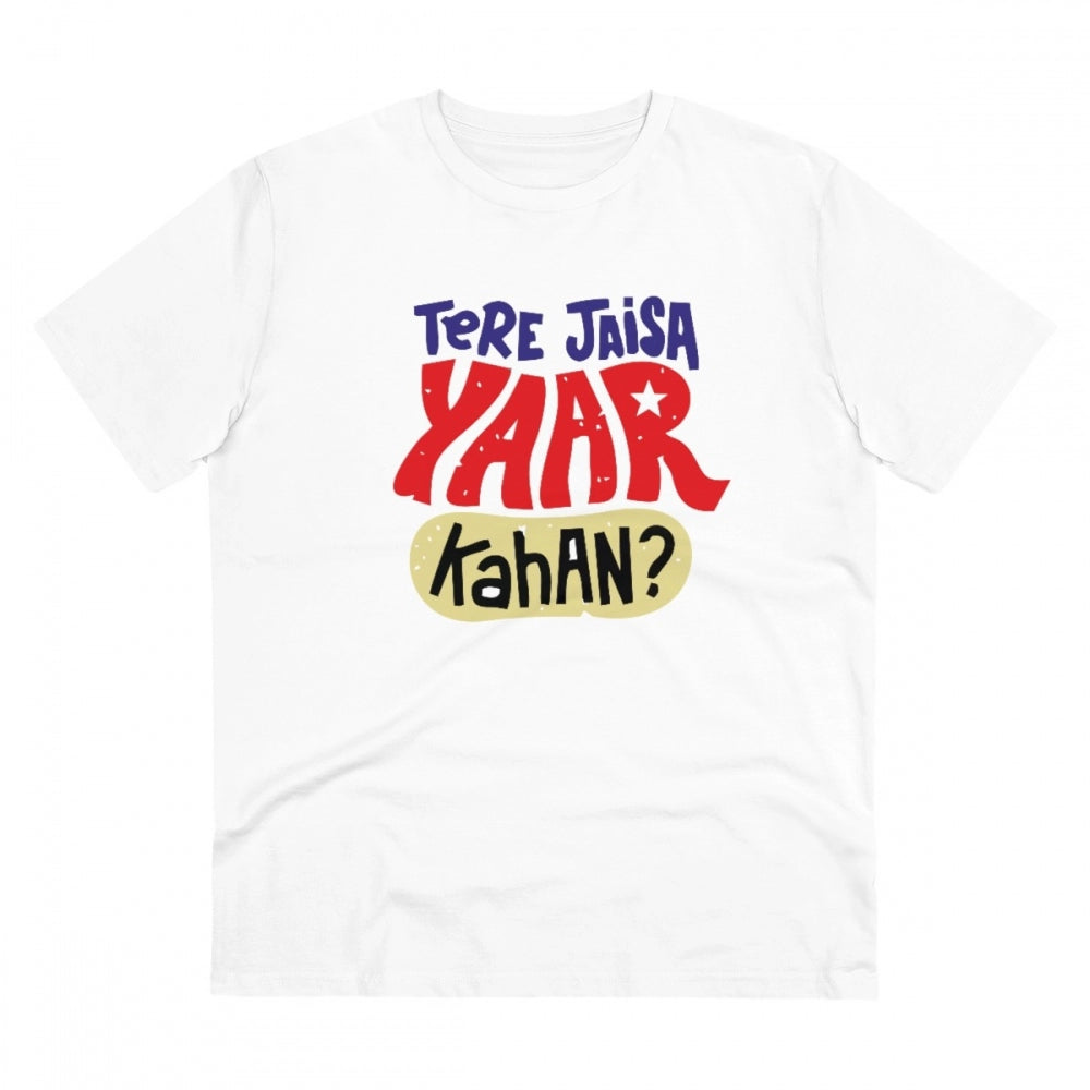 Tere Jeisa Yaar Kaha Printed T-Shirt for Men - White, Round Neck, Half Sleeve - POPNOVA - photo 1