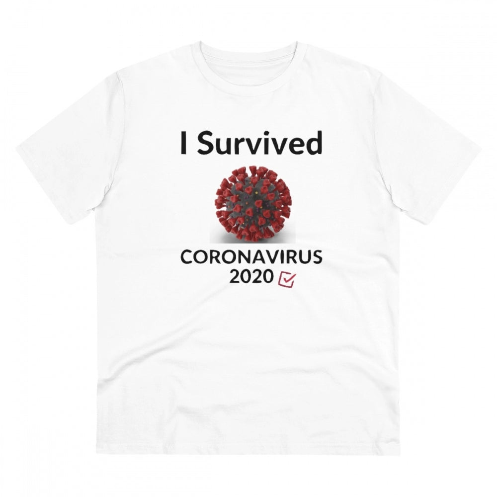 I Survived Coronavirus 2020 Printed T-Shirt for Men - White, Round Neck, Half Sleeve - POPNOVA - photo 1