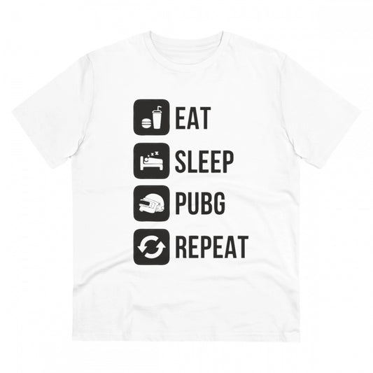 Eat Sleep Pubg Repeat Printed T-Shirt for Men - White, Round Neck, Half Sleeve - POPNOVA - photo 1