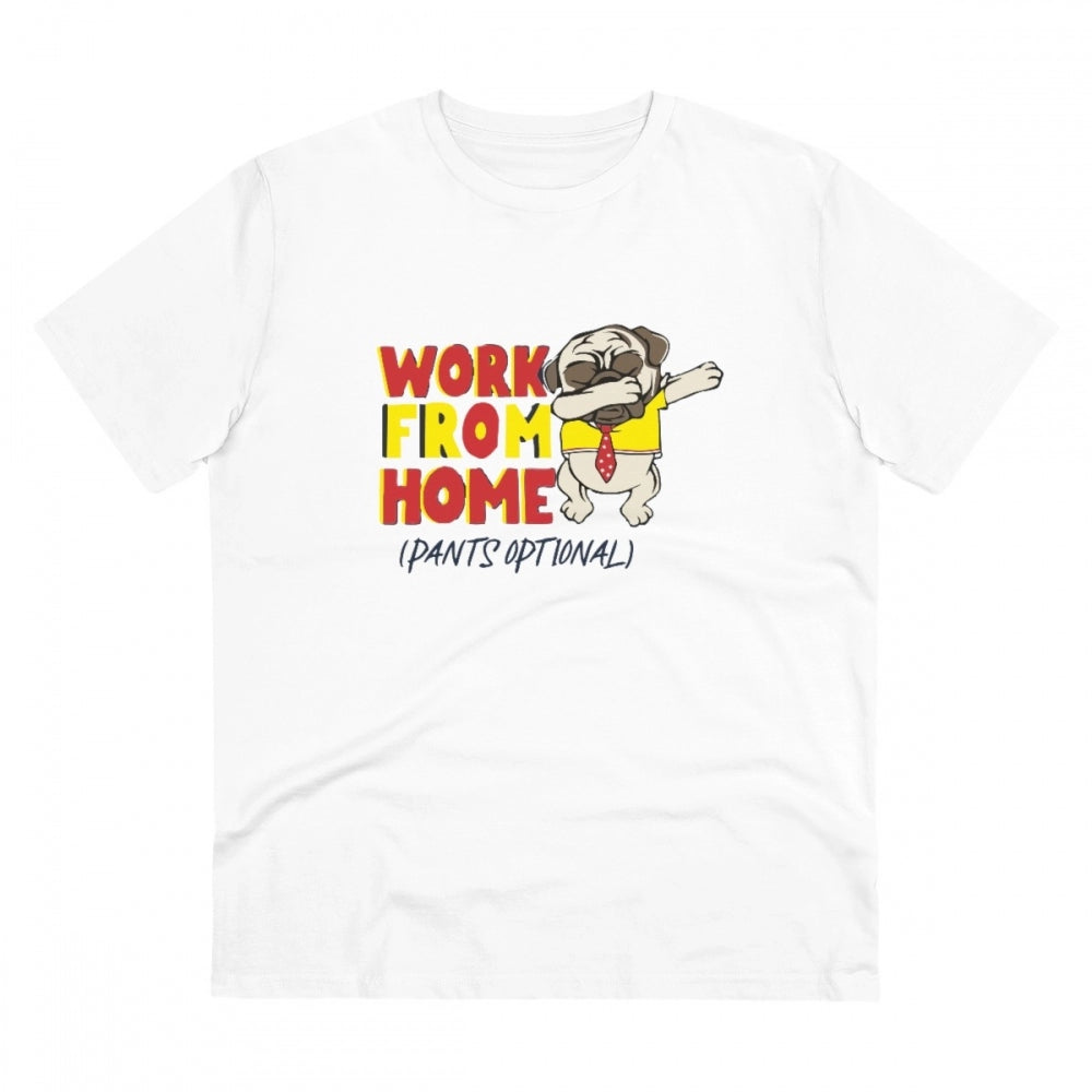 Work From Home Design Printed T-Shirt for Men (Style 1) - White, Round Neck, Half Sleeve - POPNOVA - photo 1