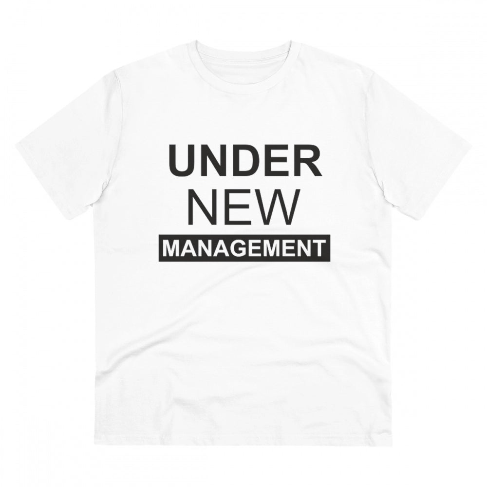 Under New Management Design Printed T-Shirt for Men (Style 2) - White, Round Neck, Half Sleeve - POPNOVA - photo 1