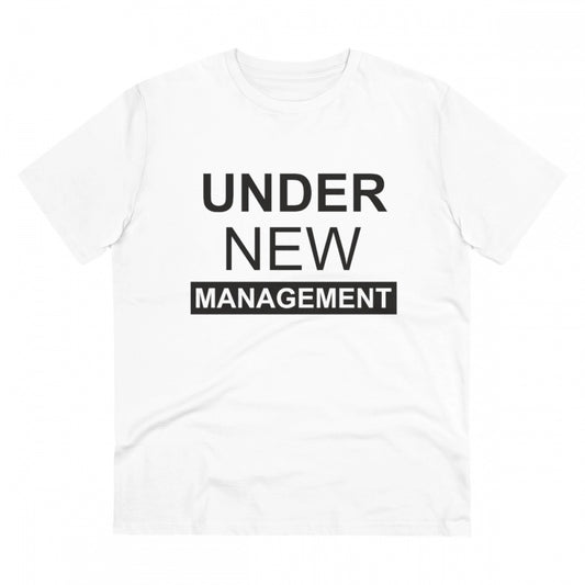 Under New Management Design Printed T-Shirt for Men (Style 2) - White, Round Neck, Half Sleeve - POPNOVA - photo 1